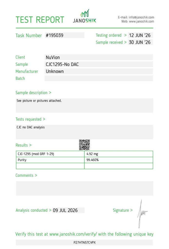 CJC-1295 No DAC - Research Compound COA report