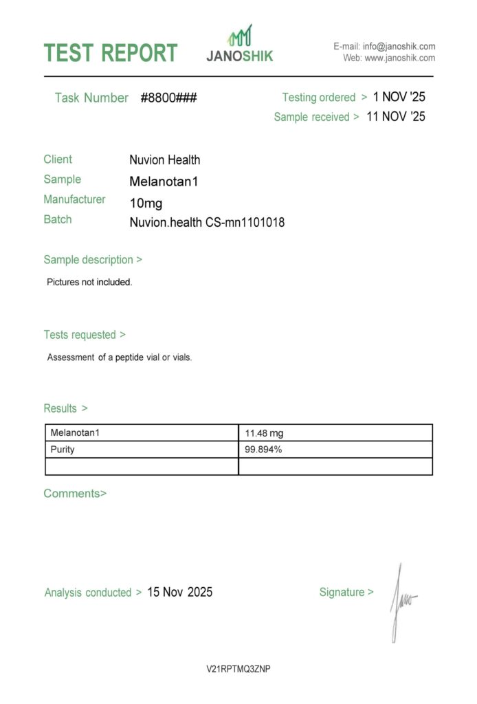 Melanotan 1 COA report