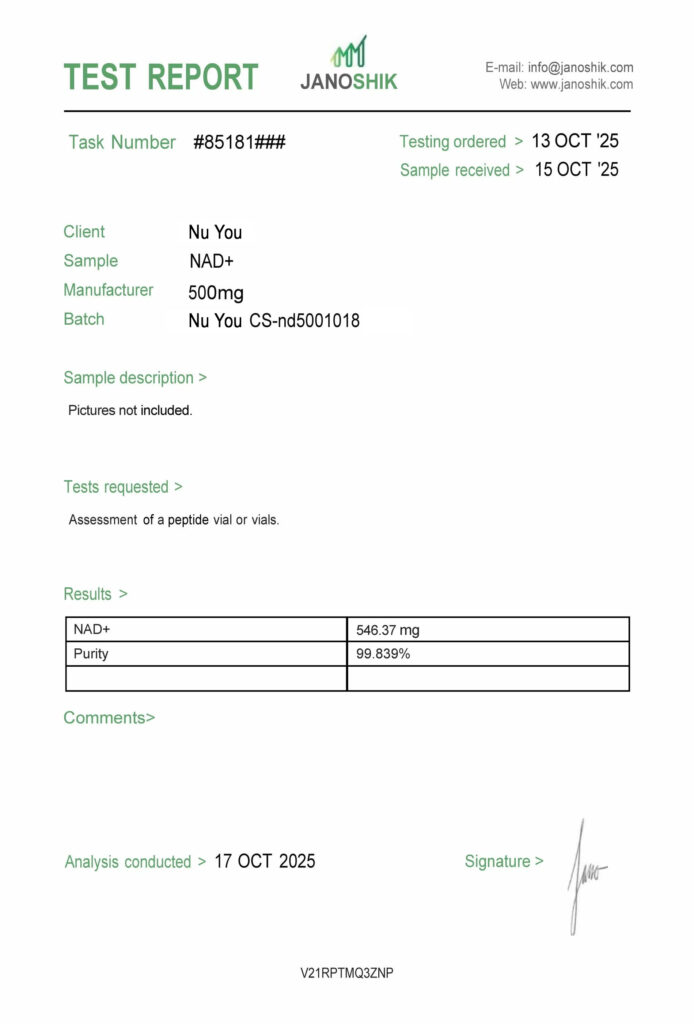 NAD+ COA report